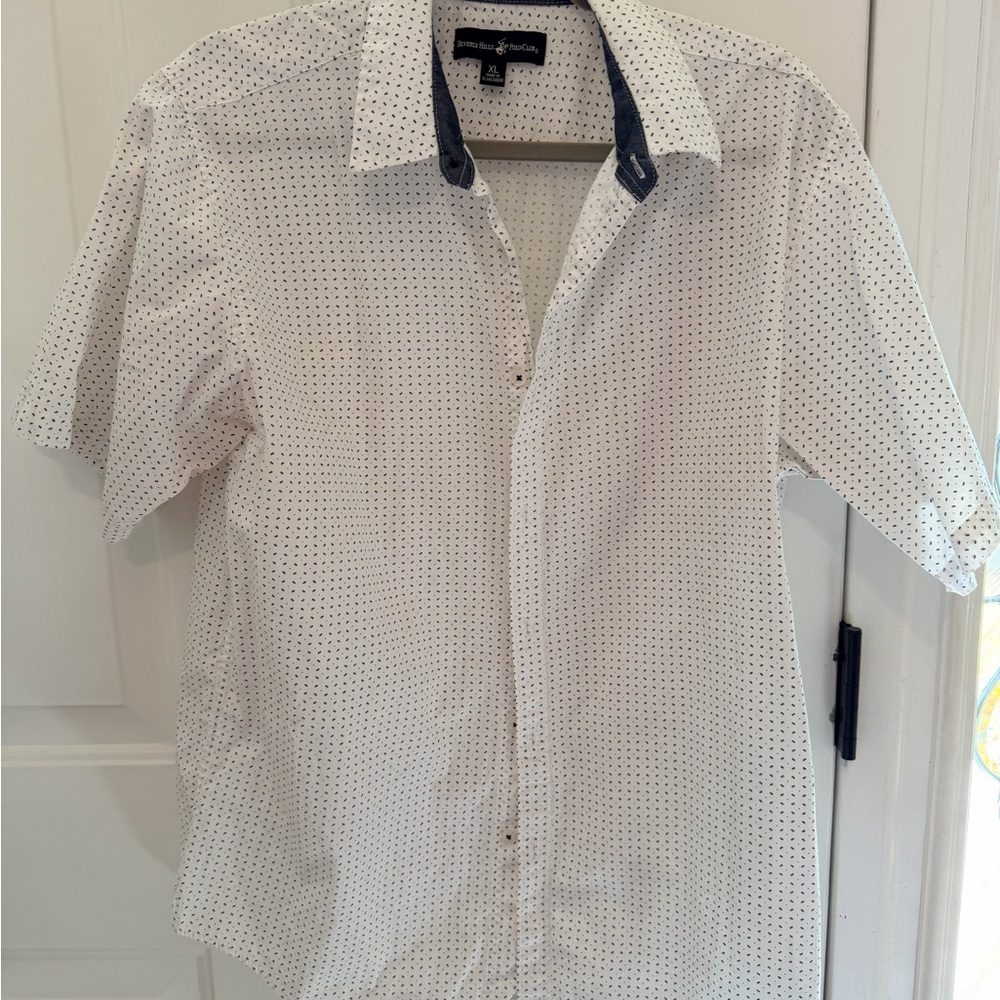 Beverly Hills Polo Club White and Black Dotted Shirt
